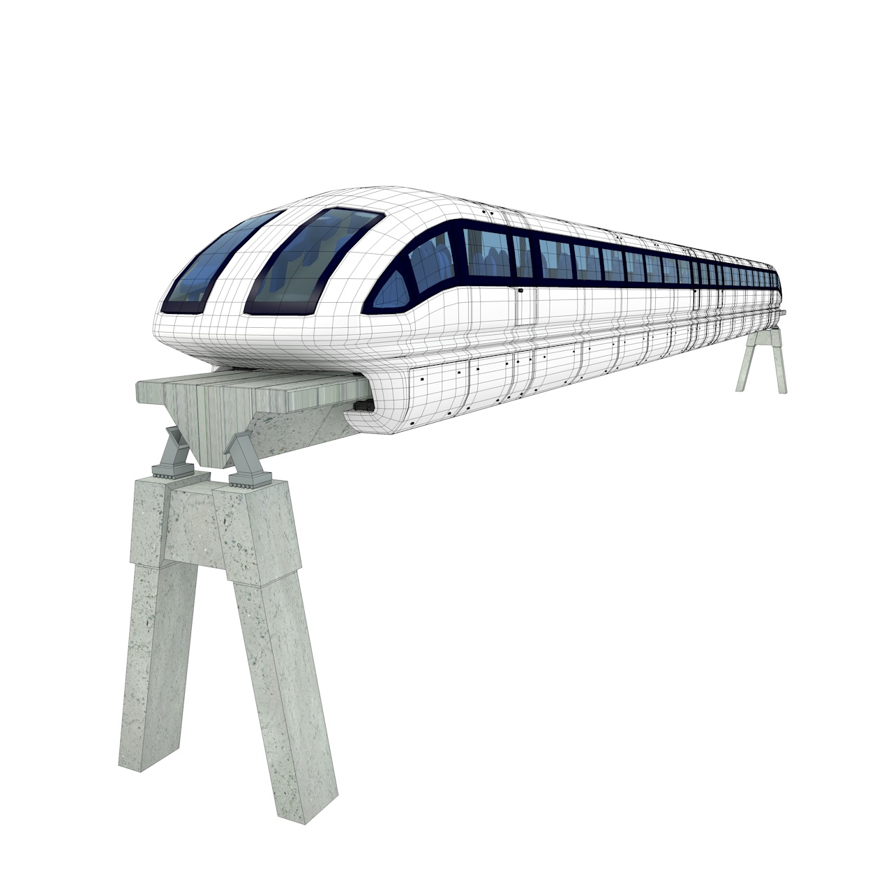 1280x1280 Maglev Train With Monorail Model