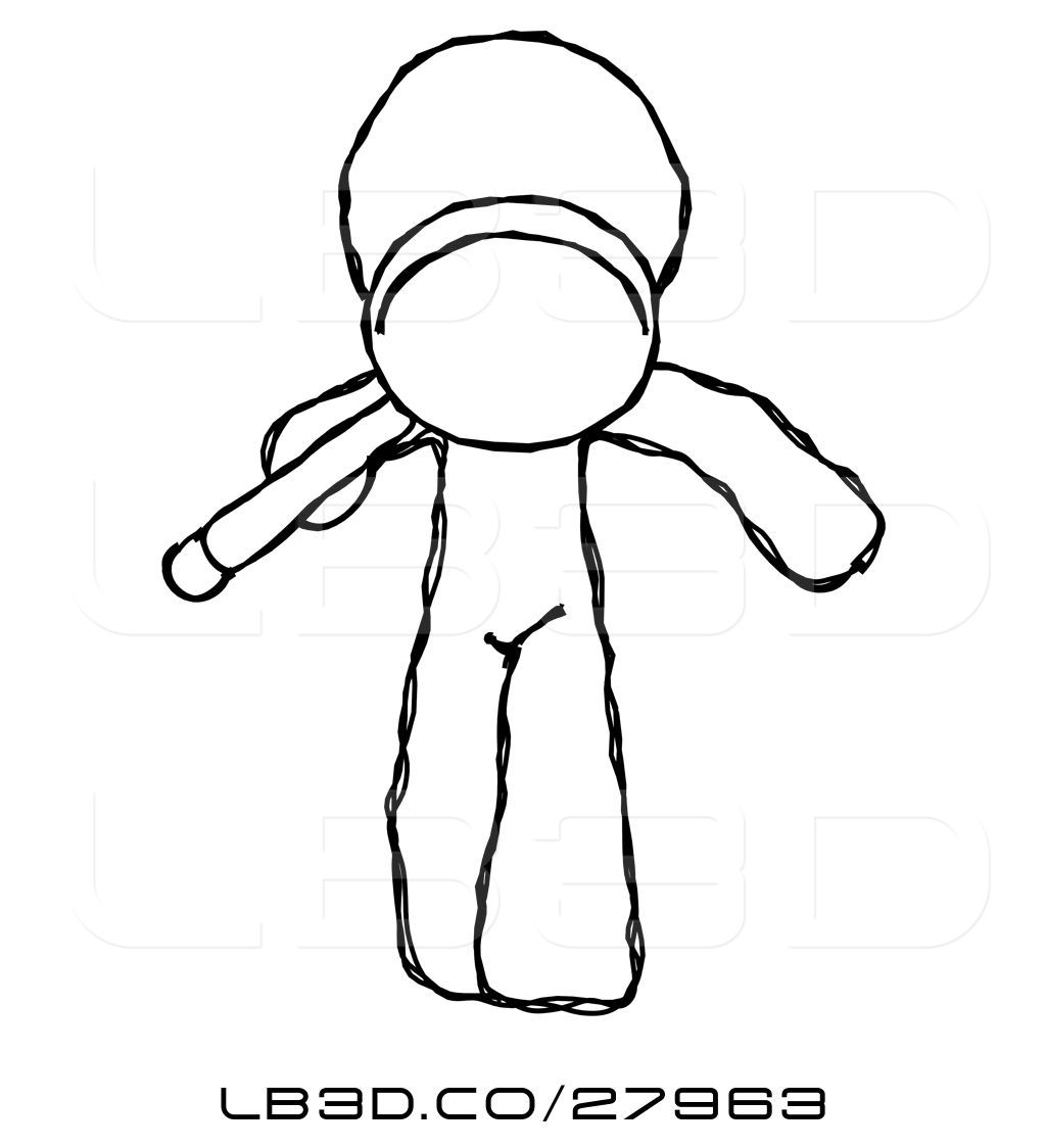 1024x1124 Illustration Of Sketch Design Mascot Guy Looking Down Through
