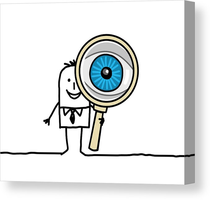 678x645 Man With Big Eye Magnifying Glass Canvas Print Canvas Art
