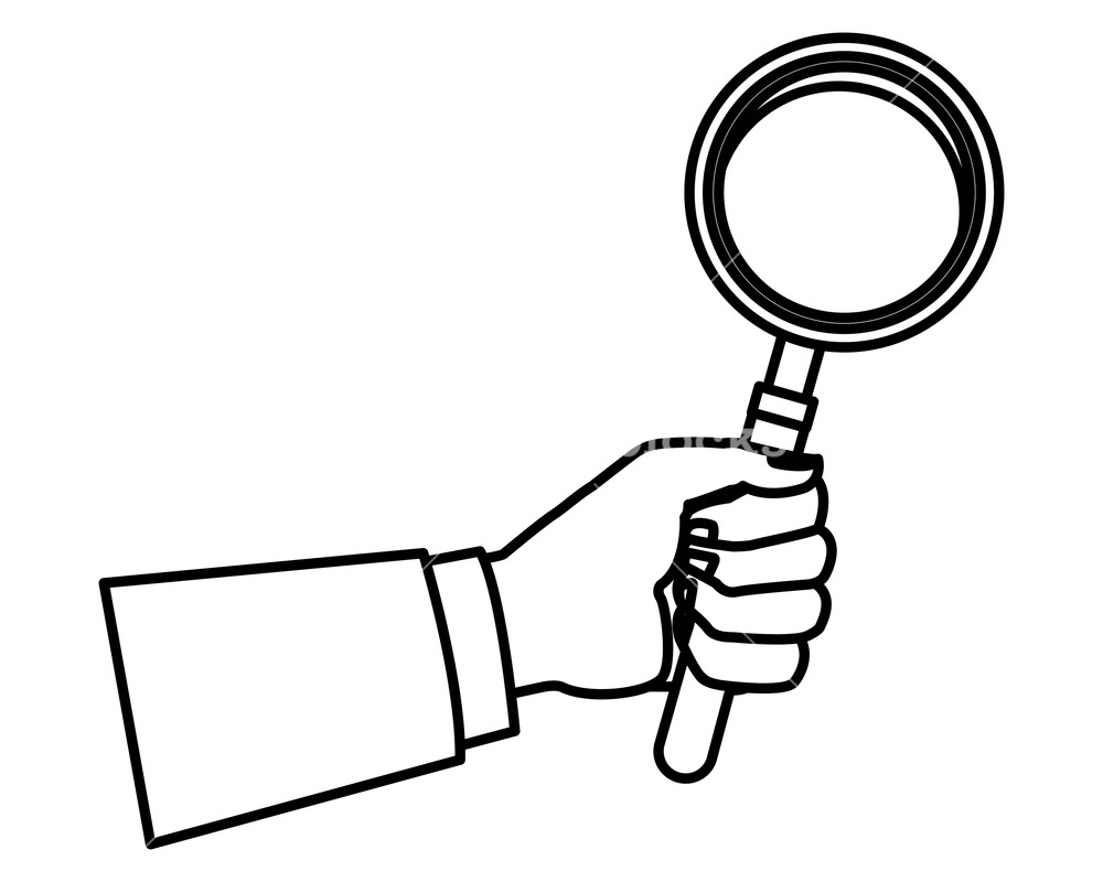 1000x800 Magnifying Glass Hand Holding Drawing In White Background Vector