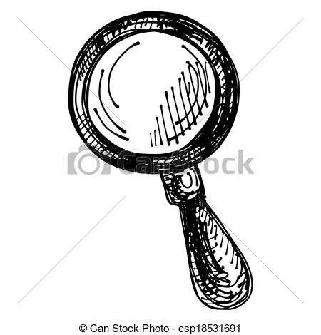 450x470 Black Sketch Drawing Of Magnifying Glass