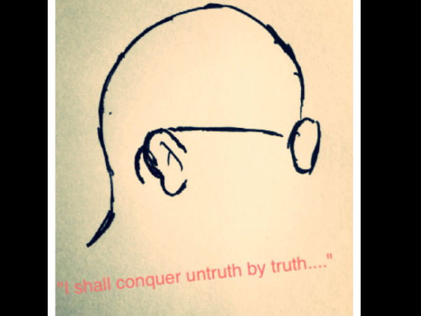 600x450 Sketch Of Mahatma Gandhi Made