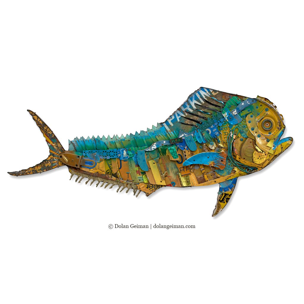 1024x1024 mahi mahi fish original metal wall sculpture dolan geiman