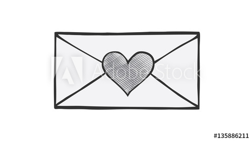 500x281 Love Heart Design On Envelope For Valentines Day Mail Drawing