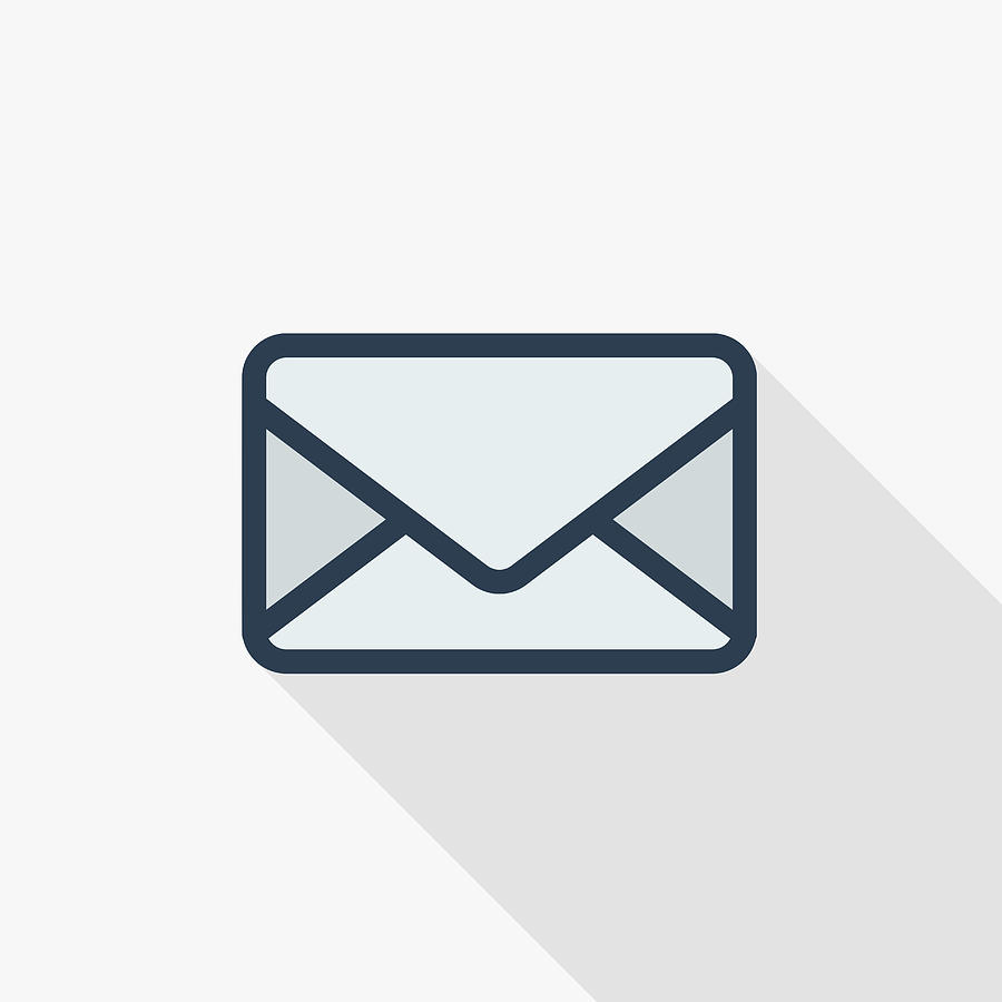 900x900 Envelope, Email Letter, Mail Thin Line Flat Color Icon Linear Vector