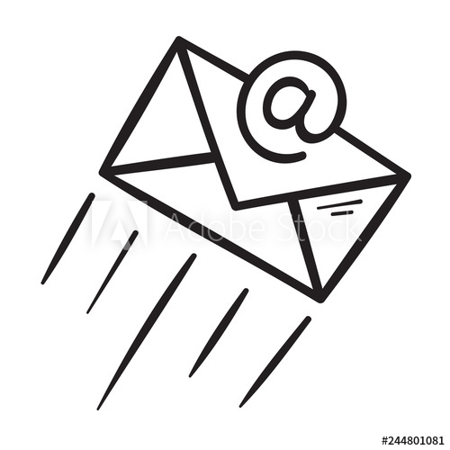 500x500 Hand Drawing Flying Electronic Mail And Envelope Symbol