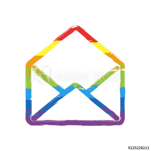500x500 Mail Open Icon Drawing Sign With Lgbt Style, Seven Colors