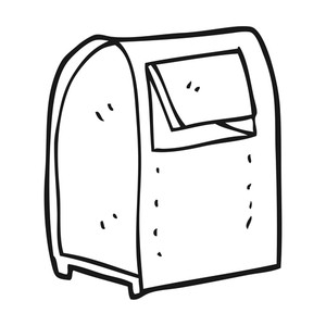 300x300 Freehand Drawn Black And White Cartoon Mailbox Royalty Free Stock