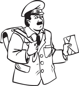 275x300 Illustration Of A Coloured Sketch Of A Postman On A White