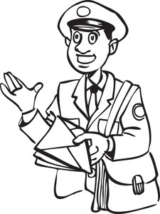 225x300 Illustration Of A Drawing Of A Happy Postman On A White Background