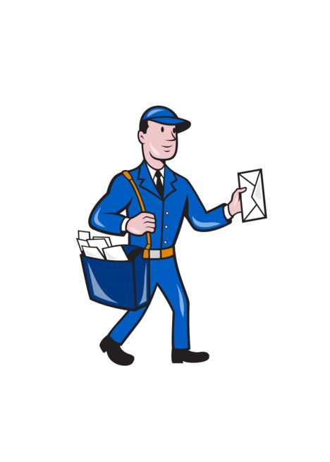 468x655 Mailman Postman Delivery Worker Isolated Cartoon Card