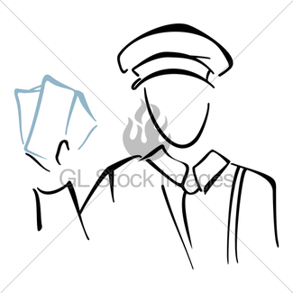 325x325 Vintage Postman Holding Up Letter Drawing Gl Stock Images