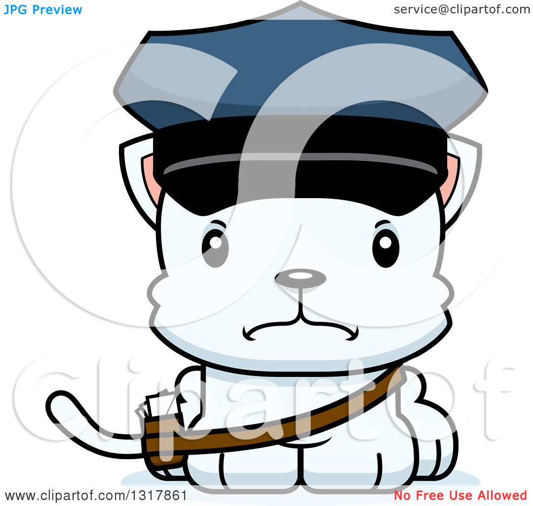 1080x1024 Animal Clipart Of A Cartoon Cute Mad White Kitten Cat Mailman