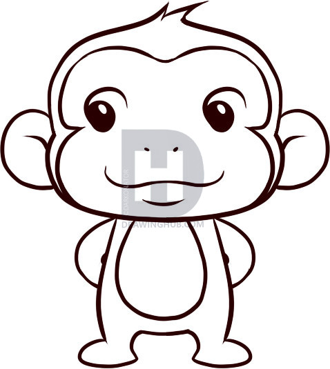 478x535 How To Draw A Simple Monkey, Step