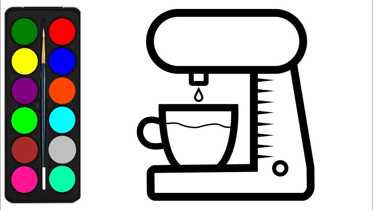 1280x720 Coloring Pages Coffee Maker For Kids Learn Colors Painting