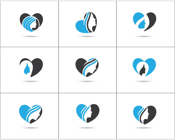 600x480 Spa And Salon Logo Design Set, Beauty Lady In Heart Shape Vector