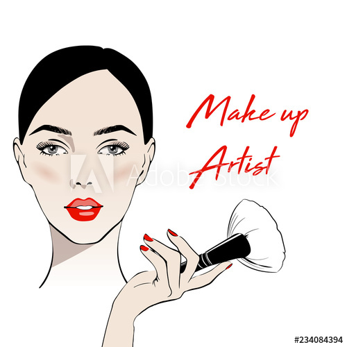 500x500 Vector Illustration Of Young Woman Face With Colorful Eye