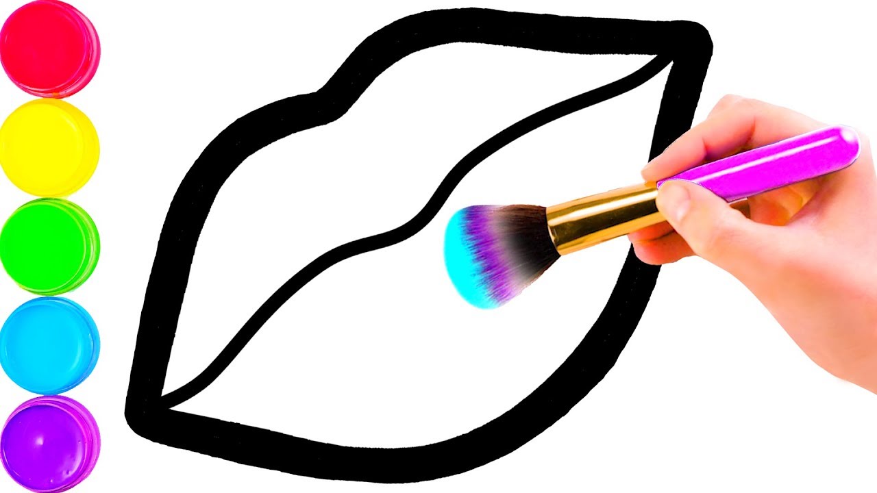1280x720 Glitter Toy Lips With Makeup Brush Set Coloring And Drawing