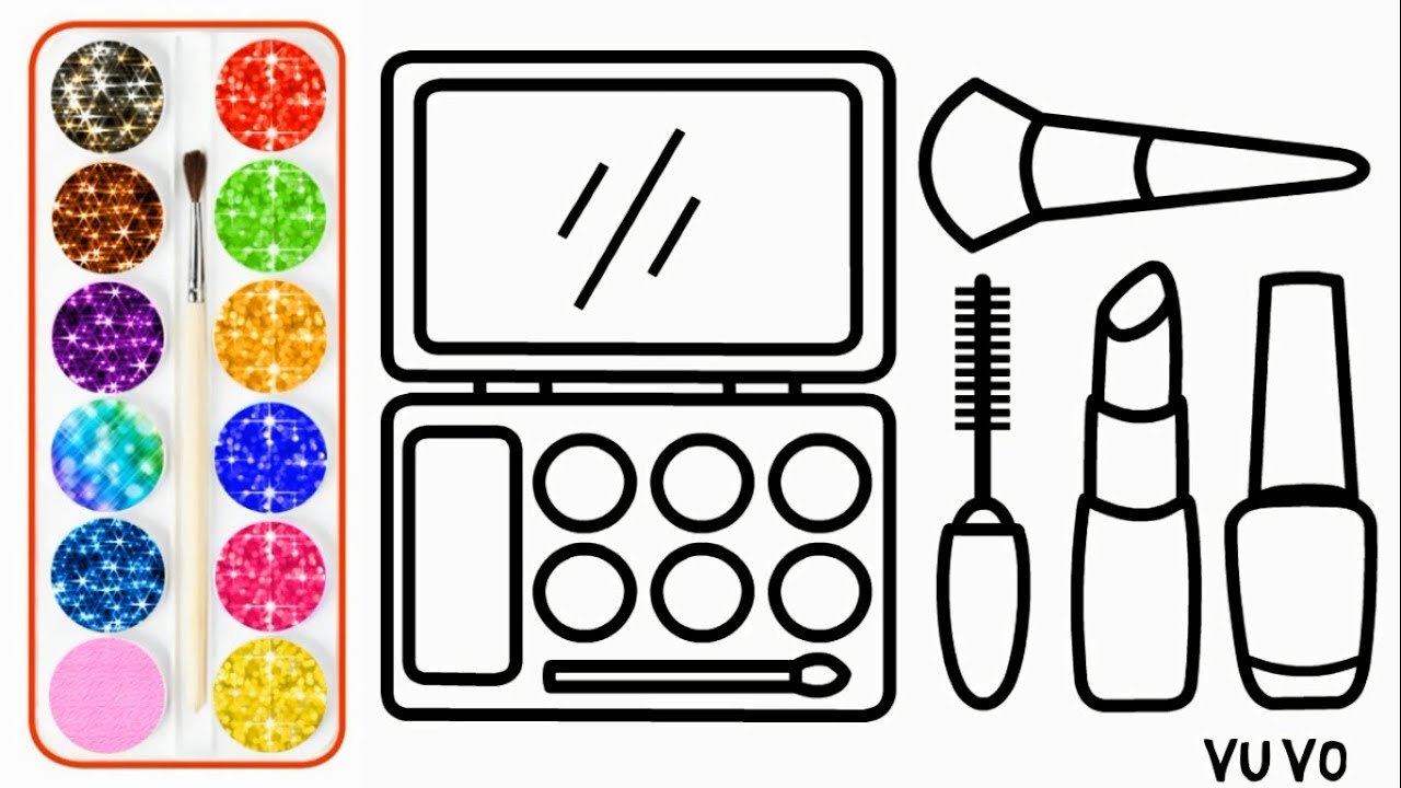 1280x720 Glitter Makeup Tool Drawing And Coloring Pages For Kids Alat