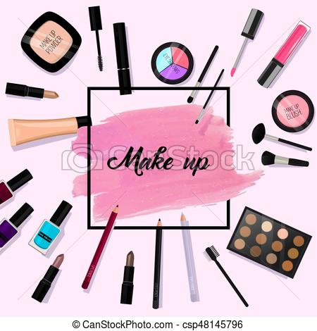 450x470 Make Up Background Pink Brush Stroke Geometric Frame Vector