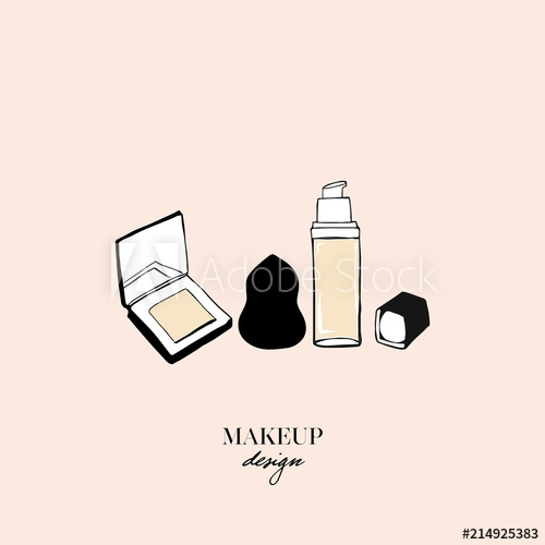 500x500 Vector Make Up Products Set Face Cosmetic Compact Powder