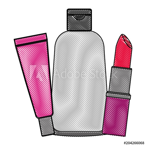 500x500 Cosmetic Makeup Products Care Skin Vector Illustration Drawing