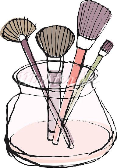 384x550 Girls Makeup Vanity Illustration Cartoon Make Up Brushes