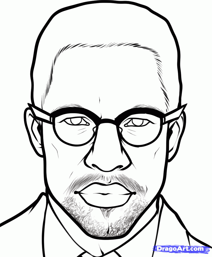 868x1053 How To Draw Malcolm X, Step