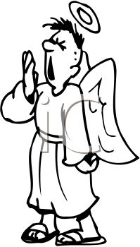 199x350 Picture Of A Male Angel With A Halo And Wings Yawning With His