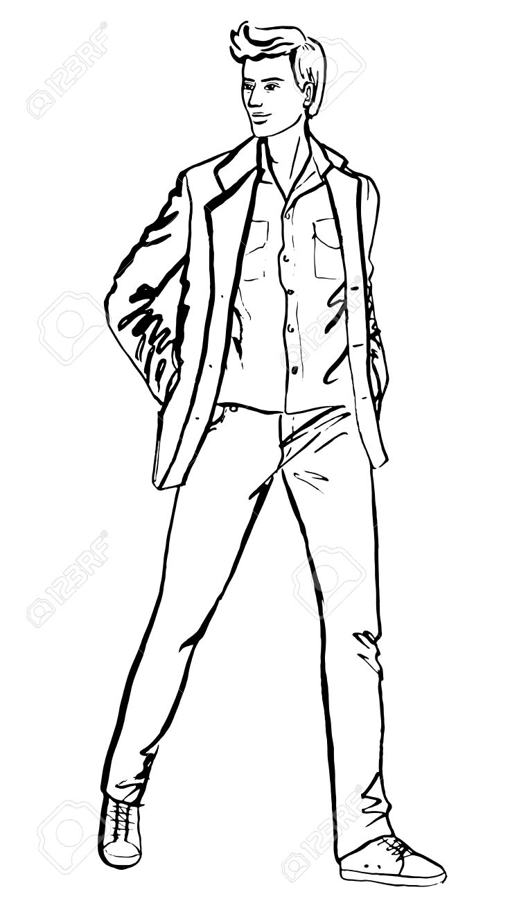 Male Body Outline Drawing