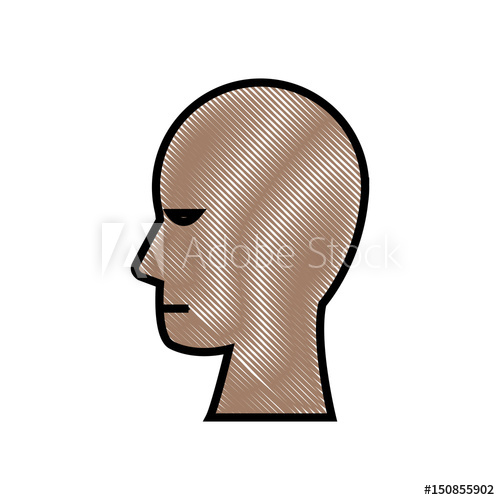 500x500 Drawing Human Head Profile Male Character Vector Illustration