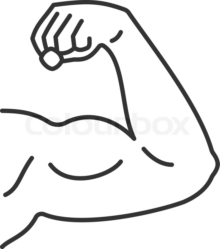 705x800 Male Bicep Linear Icon Fitness, Stock Vector Colourbox