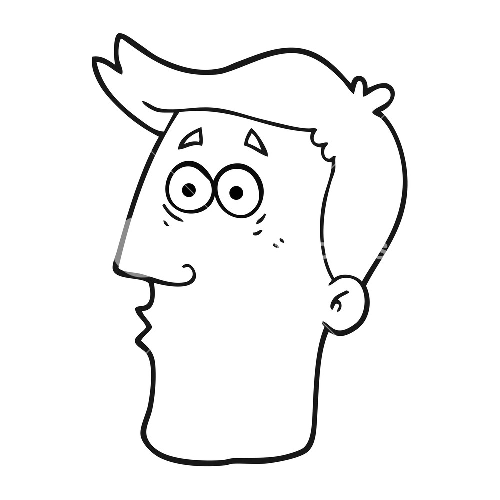 1000x1000 Freehand Drawn Black And White Cartoon Male Face Royalty Free