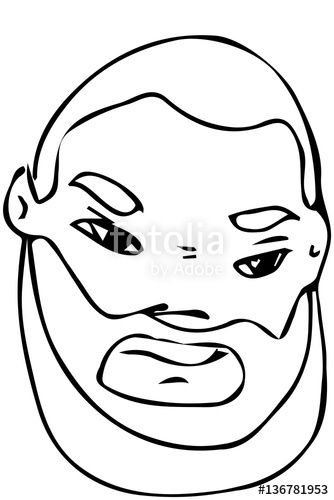 334x500 Vector Sketch Of The Face Of An Adult Male With A Beard Stock