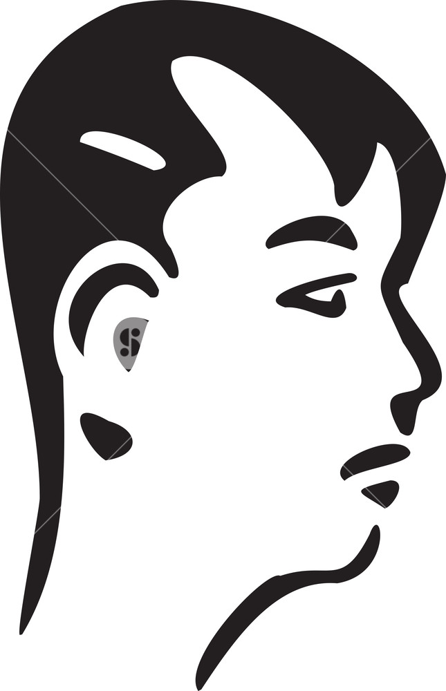 645x1000 Illustration Of A Profile Man Face Royalty Free Stock Image