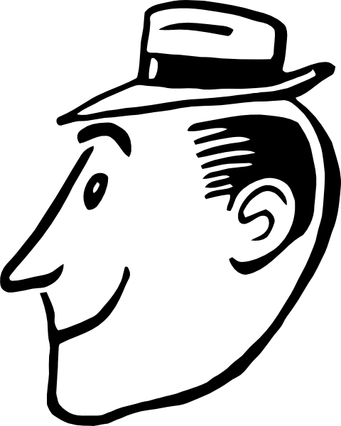 480x600 Retro Male Profile With Hat Clip Art