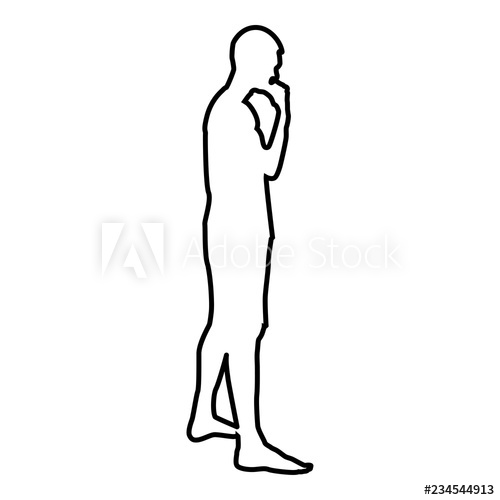 500x500 Thinking Man Standing Silhouette Pensive Person Side View Icon