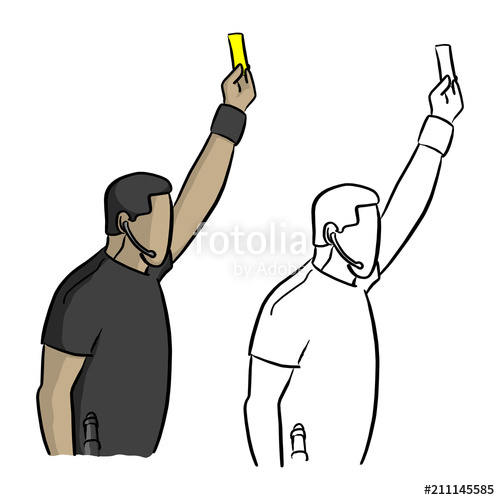 500x500 Male Soccer Referee Showing A Yellow Card Vector Illustration