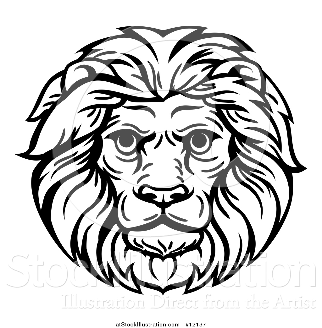 1024x1044 Vector Illustration Of A Black And White Male Lion Head Mascot