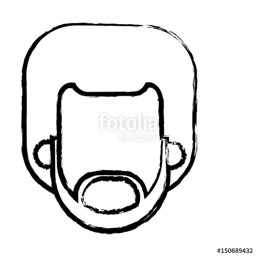 500x500 Head Beard Man Male Afro Person Sketch Vector Illustration Stock