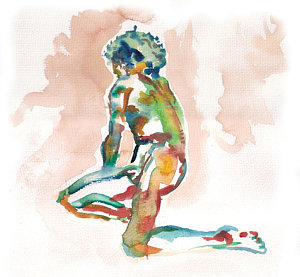 300x277 Watercolor Male Lifedrawing Painting