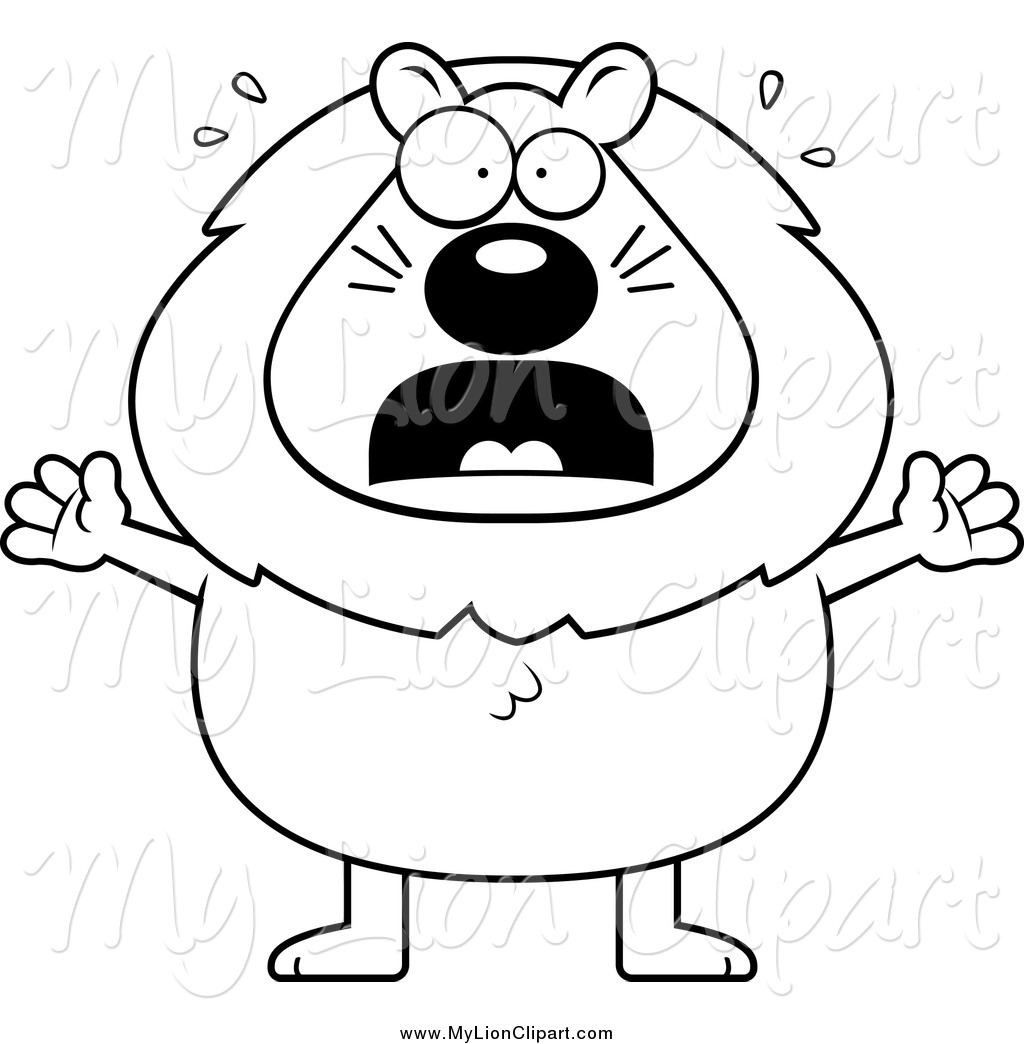 1024x1044 Clipart Of A Black And White Screaming Lion