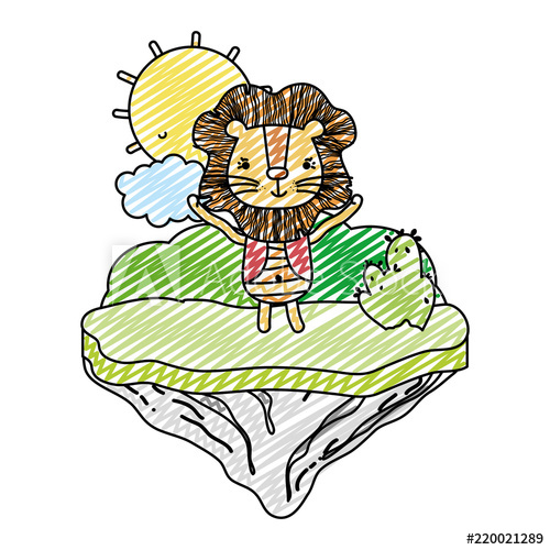 500x500 Doodle Male Lion Animal In The Float Island