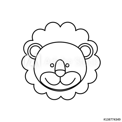 500x500 Monochrome Contour With Male Lion Head Vector Illustration