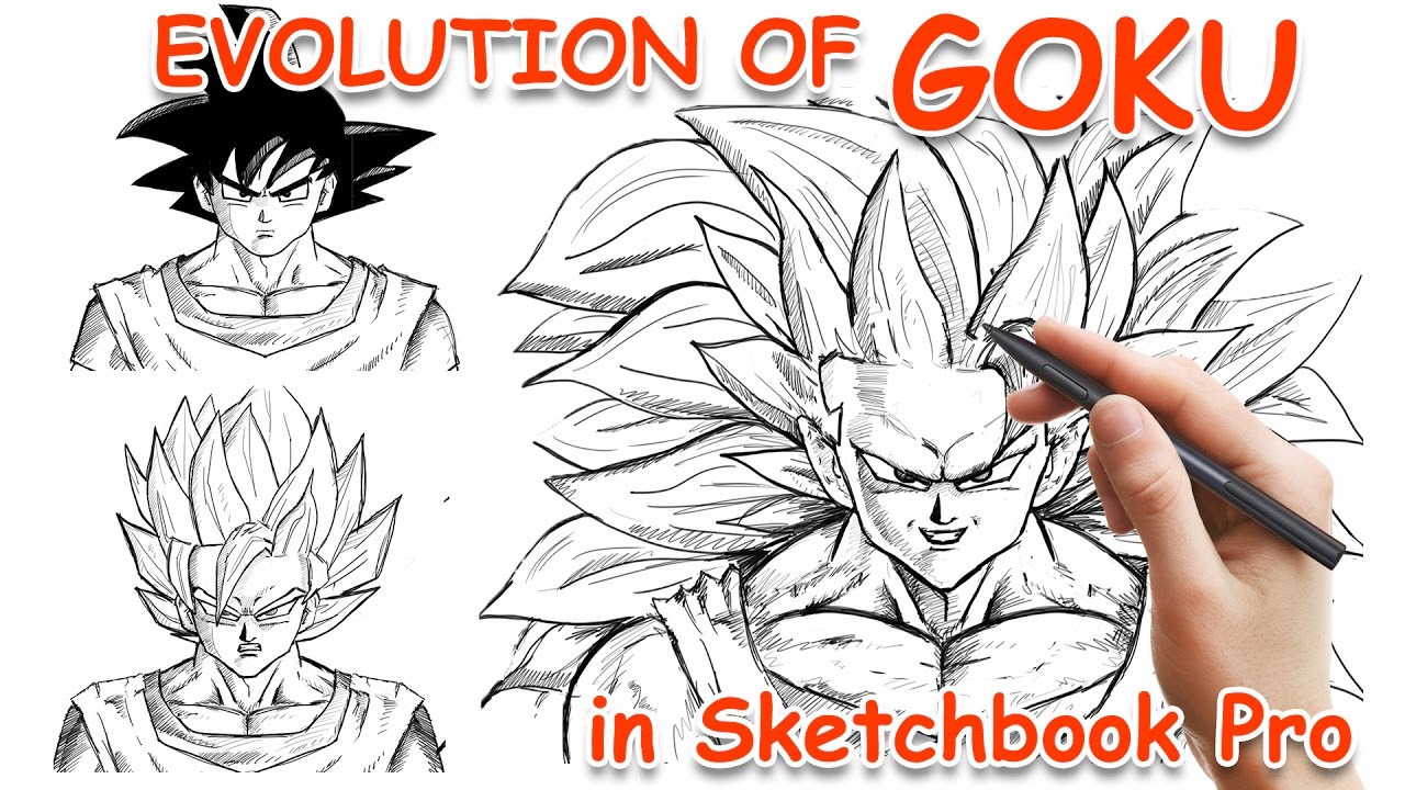 1280x720 drawing dragonballz goku evolution stages with sketchbook pro