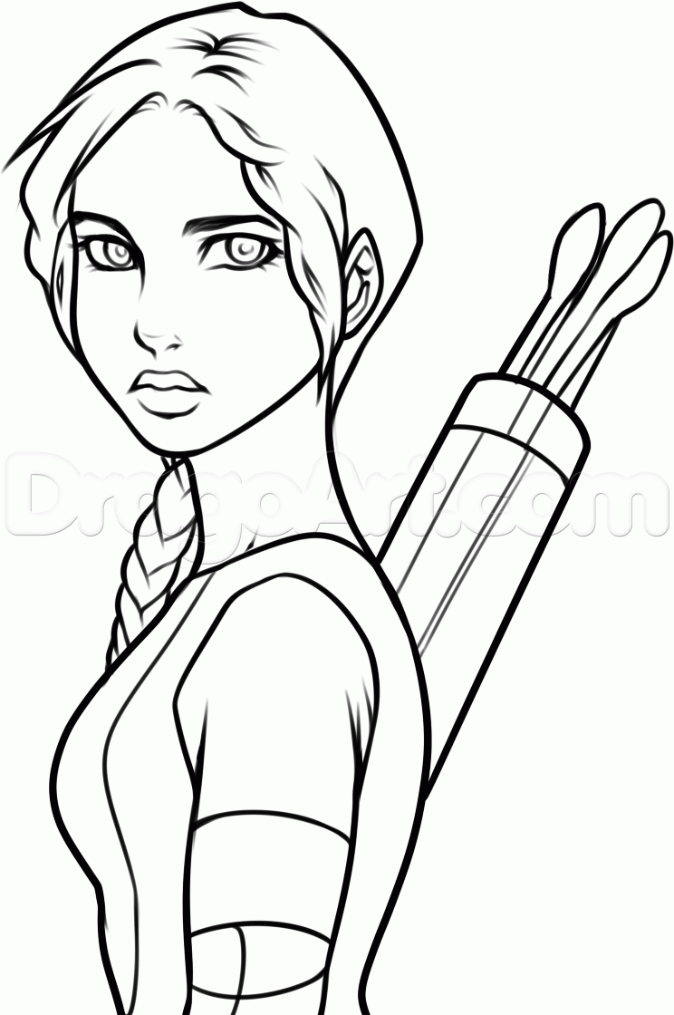 744x1120 how to draw anime katniss everdeen, step