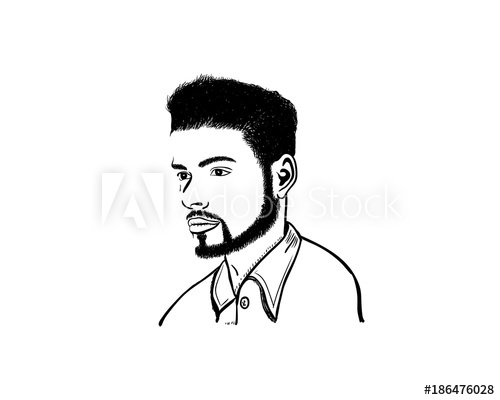 500x400 Handsome Model With Beard For Fashion Hair Style Illustration Hand