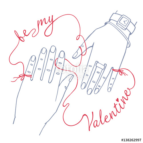 500x500 Valentine's Day Greeting Card Simple Outline Drawing Of Two Hands
