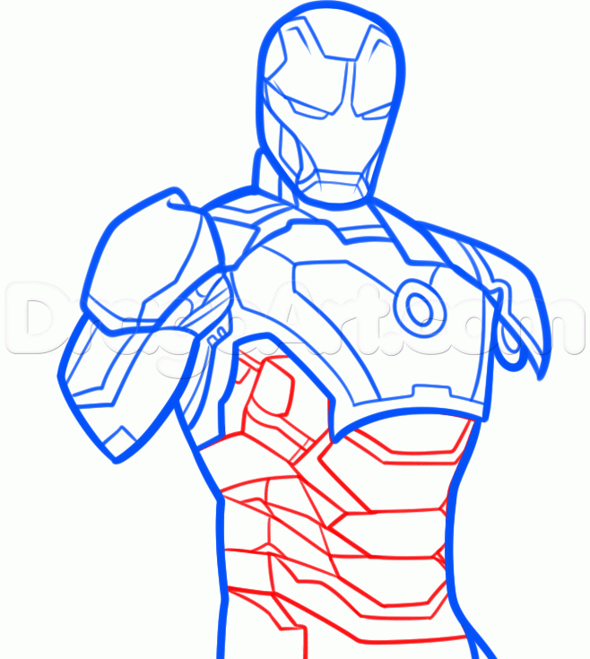 658x735 How To Draw Iron Man Step