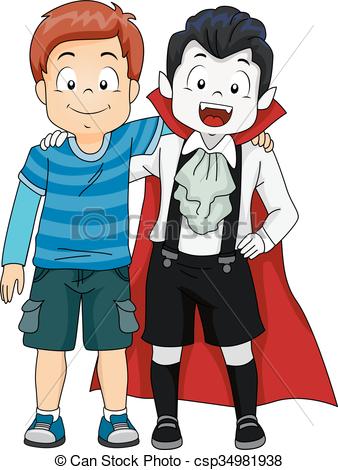 338x470 Kids Boys Vampire Best Friend Illustration Of A Boy Hanging Out